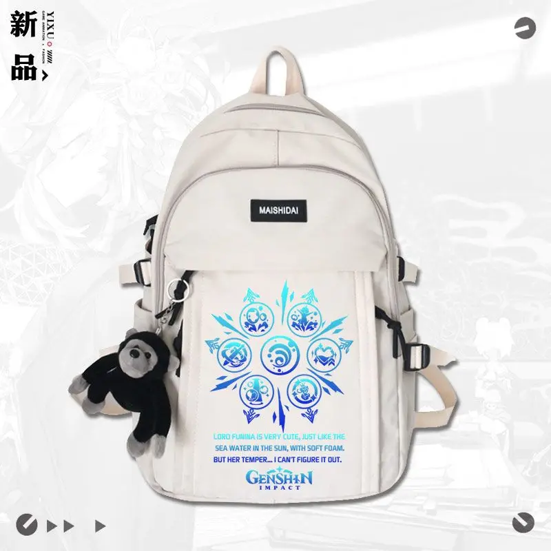 Anime GS Impact Game Merchandise Collaboration Casual Travel Backpack Fashion Furina Focalors Student Unisex Laptop Bag