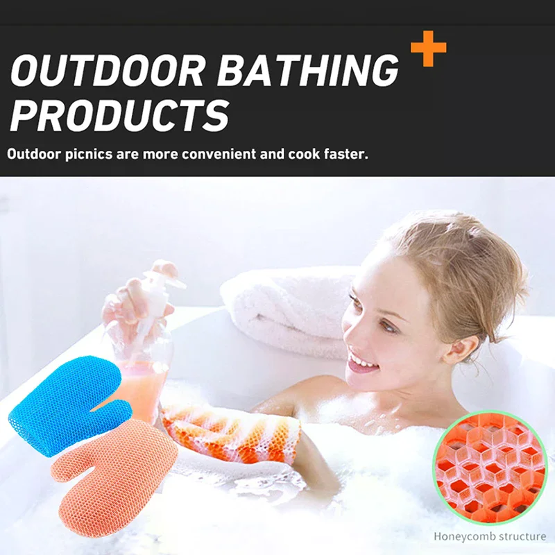 Exfoliating Shower Glove With Colorful Honeycomb Weave And TPU High Elasticity Antibacterial Material Gentle Safe And Durable