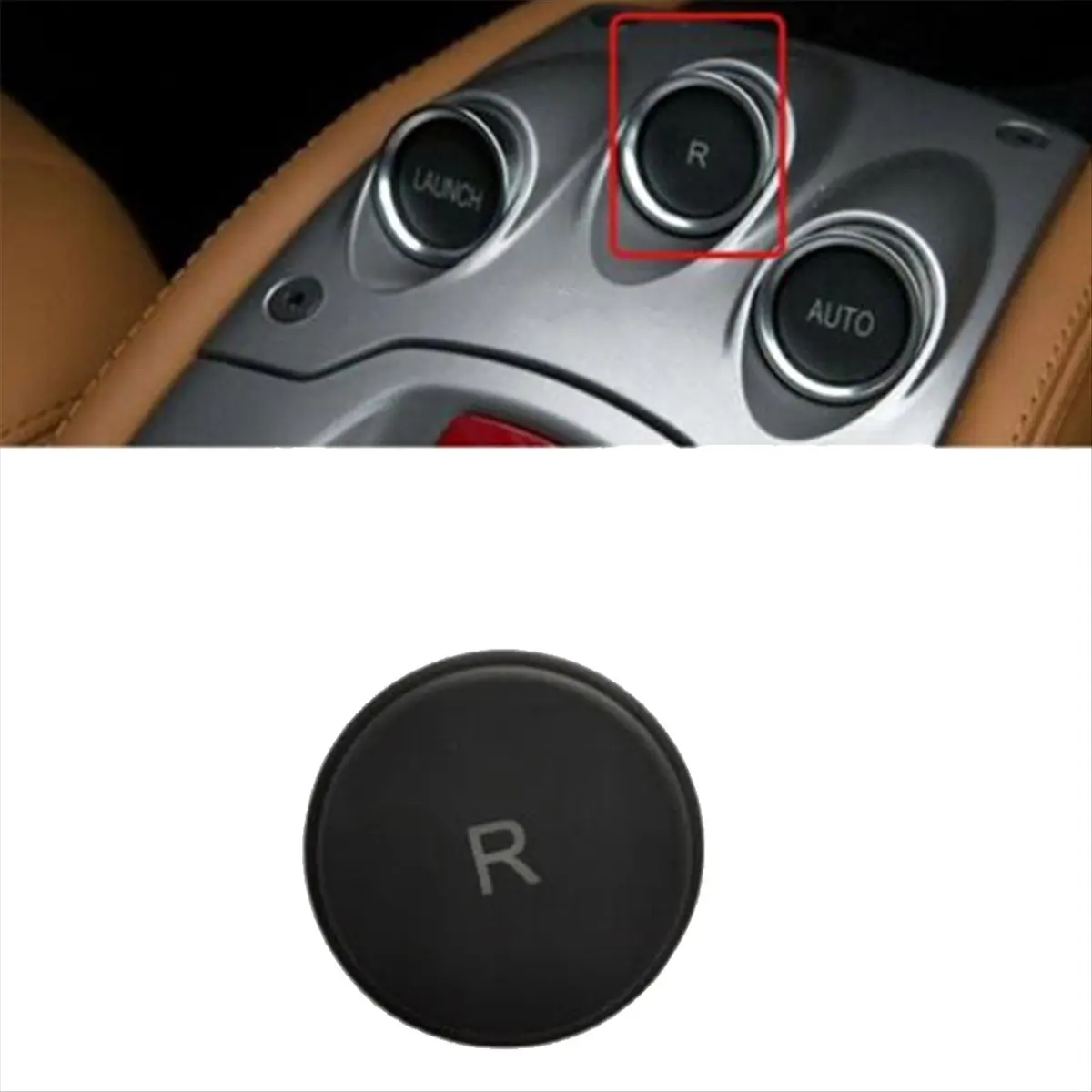 # 74U Piezas y Accesorios Automotrices, Botón de Control de Caja de Cambios para el Tablero de Instrumentos, Botón 'R' para Ferrari 458 11-17 83045000 (Negro)
