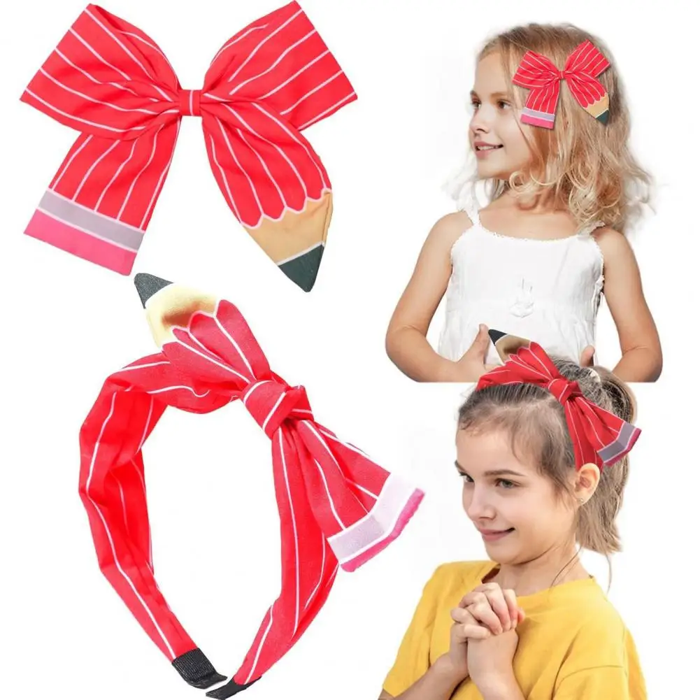 

Back-to-school Hair Accessories Back to School Hair Accessories Set Bright Yellow Pencil Design Hair Hoop Clip for Women Student