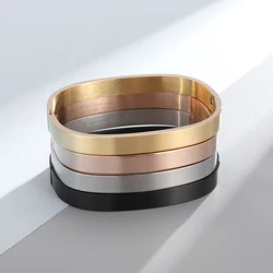 Stainless Steel Highly Polished Satin Bangles Men Women Square Bracelet for Couples Fashion Trendy Jewelry Gifts