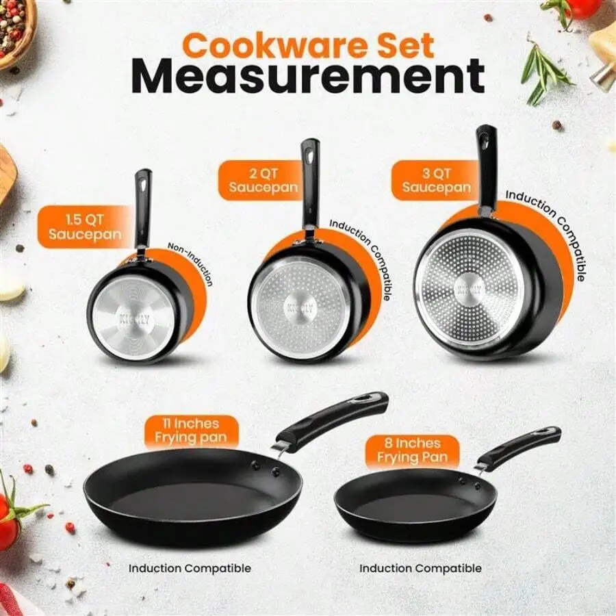 8 Pieces Pots And Pans Set Non Stick Kitchen Cookware Set Induction Frying Pans 20cm 28cm Saucepan With Lids 20cm 18cm Non Induc