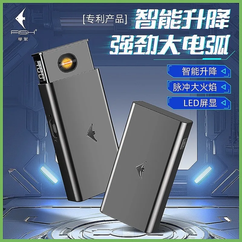 Intelligent Black Technology Charging Cigarette Lighter, Portable Lifting Arc Electroplating Light Luxury Lighter