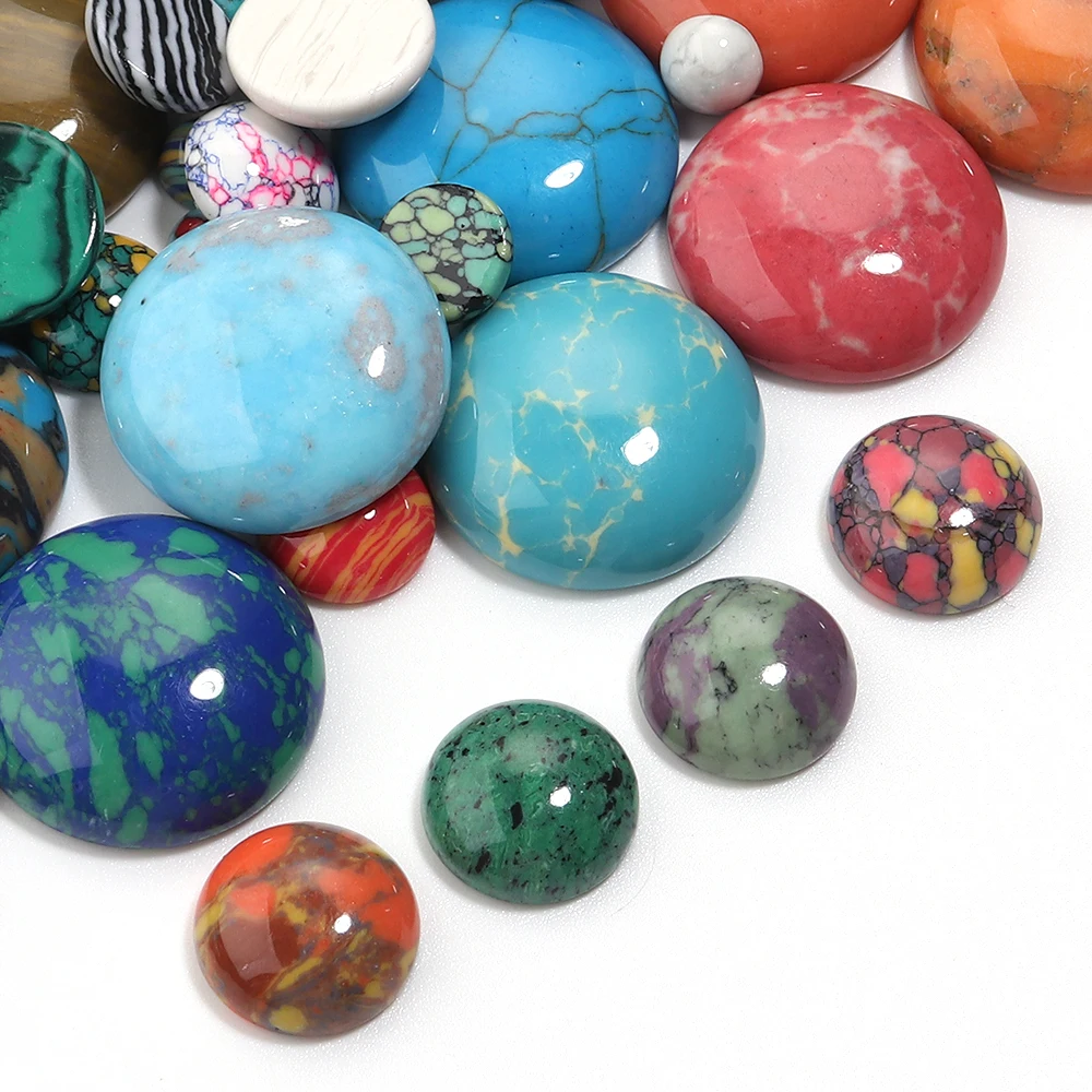 

5-10pcs/Lot 6/8/10/12/20mm Synthetic Turquoise Cabochon Beads Round Loose Beads Cabochon DIY Earrings Rings Jewelry Accessories