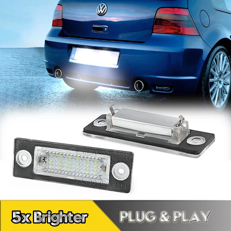 

2Pcs For VW Golf Passat Caddy Touran LED Number License Plate Light Lamps Jetta Syncro Transporter T5 Skoda Superb OEM#3B5943021