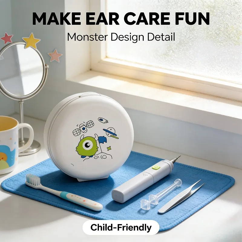 Kids LED Ear Scoop with Magnifying Glass Tweezers 5 Piece Set Baby Ear Cleaning Visible Ear Wax Remover Kit