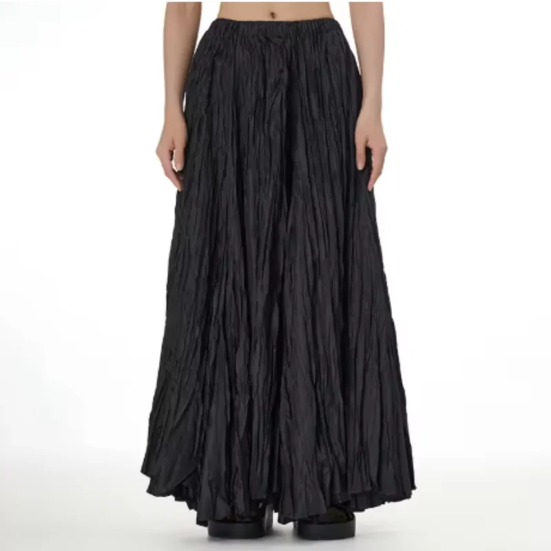 

Miyake элегантные драпированные мятые юбки женские с эластичной резинкой на талии длинные юбки с большим подолом большого размера свободные юбки-зонтики женская уличная одежда