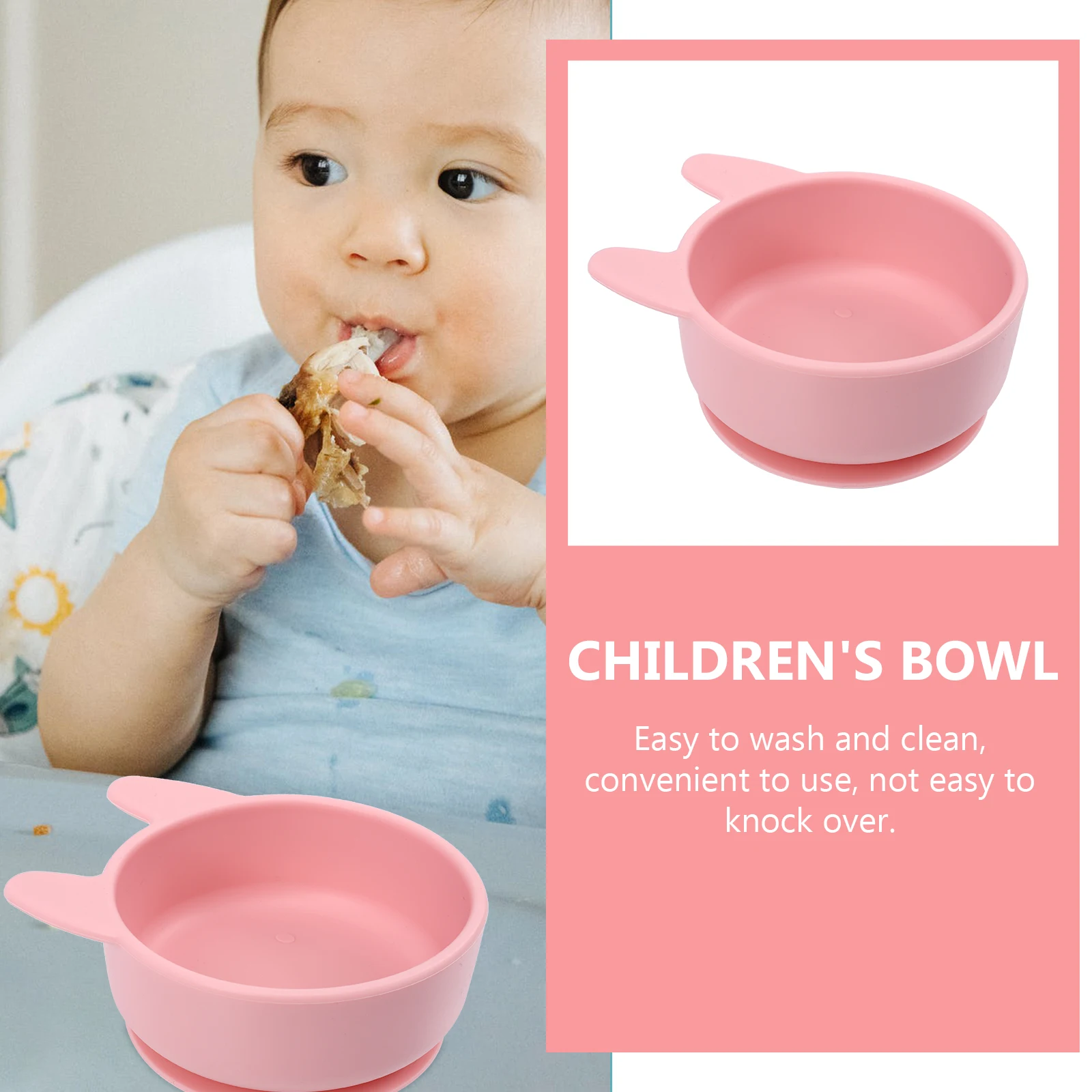 

Baby Food Bowl Silicone Material Cartoon Pattern Durable Easy Clean Suction Kids Tableware Kindergarten Use Food Bowl
