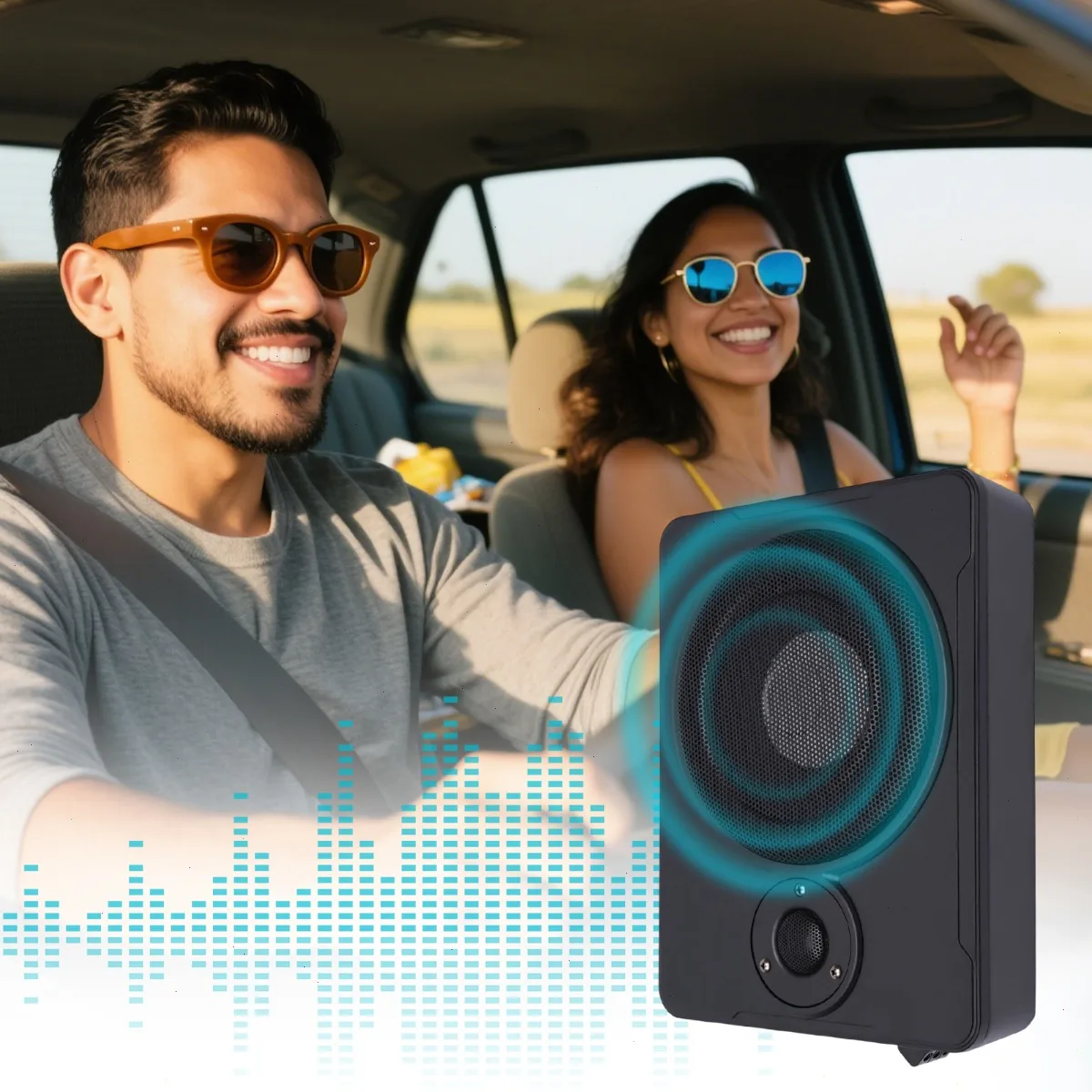Car Subwoofer, Under Seat Active Subwoofer, 600W, 8 Inch, Built-in Amp, Slim Design, Deep Bass, HiFi Sound, for Car Audio, Stereo System, with Remote Control view 2
