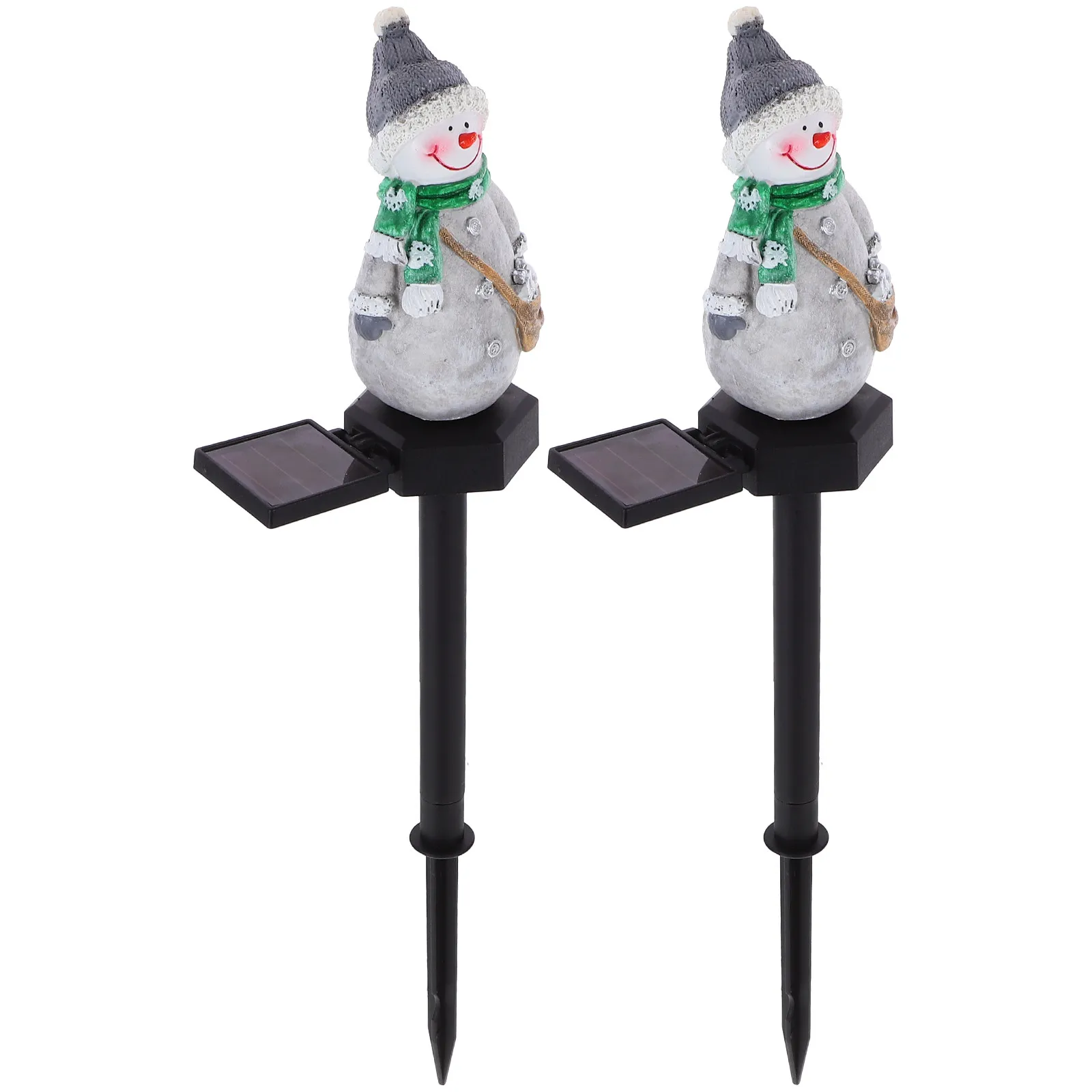 

2pcs Snowman-Shaped Solar Garden Lamp Outdoor Solar-Powered Stake Light For Lawn Patio Walkway Decorative Lighting