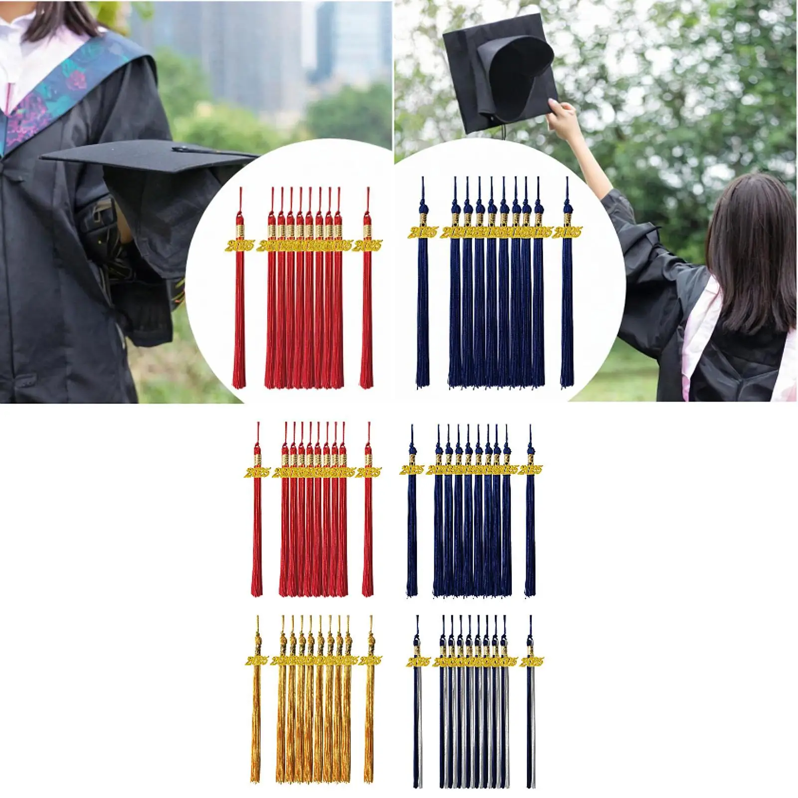 10x Graduation Tassels Souvenir Decor Pendant Academic Graduation Cap Hat Tassels Graduate Hat Decoration with 2025 Year Charm