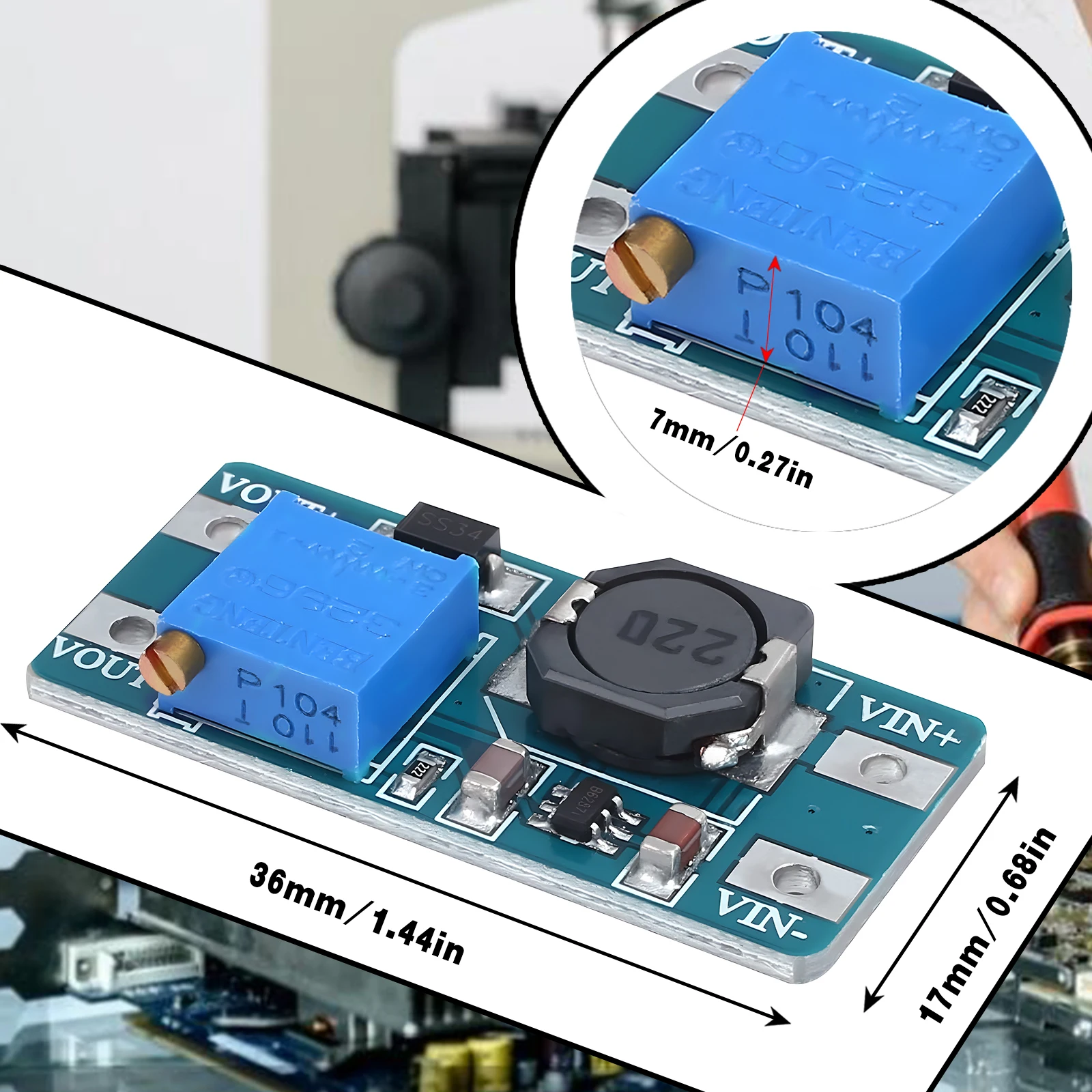 5pcs MT3608 DC-DC Adjustable Boost Module 2A Boost Plate Step Up Module Converter with MICRO USB/Type C I 2V-24V to O 5V-28V