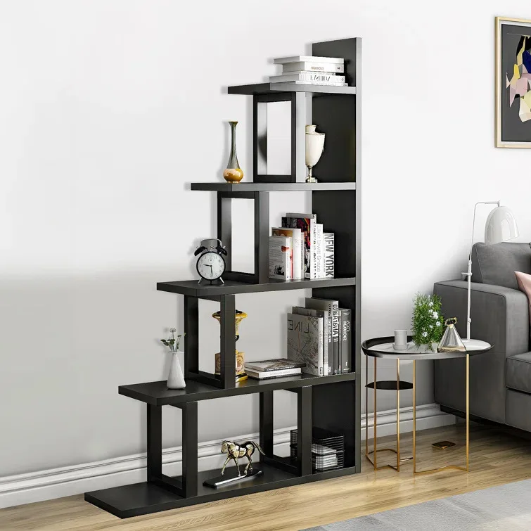 

Open Design Bookshelf of Independent Ladder Bookshelf with Characteristic Steel and Wood Structure