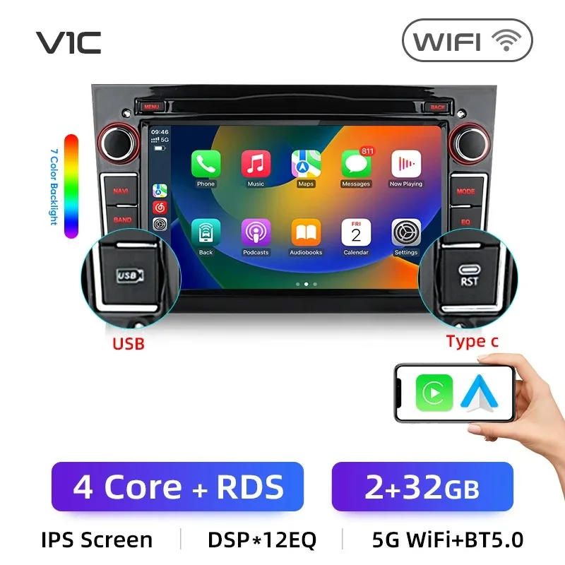 Junsun 7 inch autoradio voor Opel Astra H J Vectra Vauxhall Antara Zafira Corsa CarPlay Android Auto FM RDS DSP GPS Multimedia