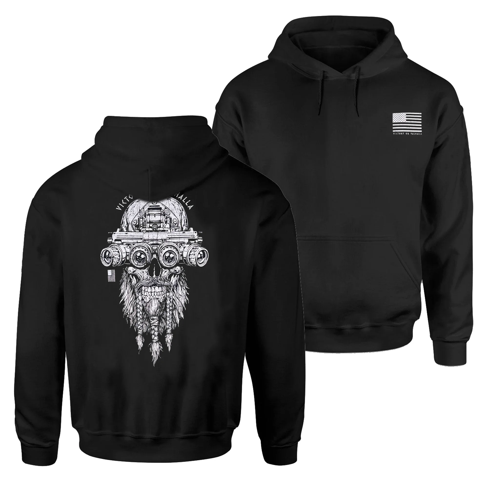 

Victory or Valhalla Warrior Spirit Tactical Skull Grunt Pullover Hoodie New 100% Cotton Casual Mens Sweatshirts Streetwear