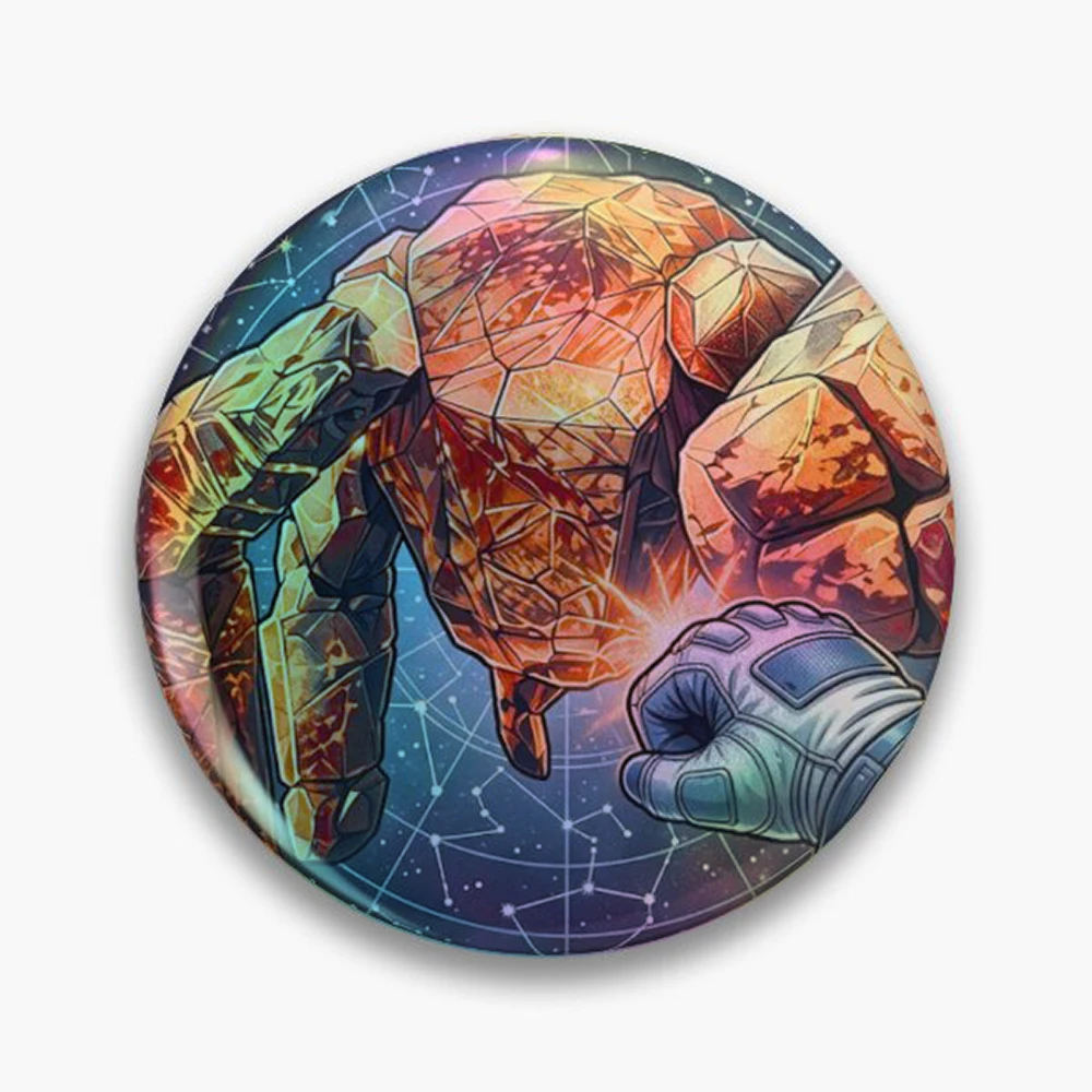 Project Hail Mary Fist My Bump Rocky The Alien Poster Pin Holographic Star Heart Pin Brooches Laminated Button Fashion Accessory