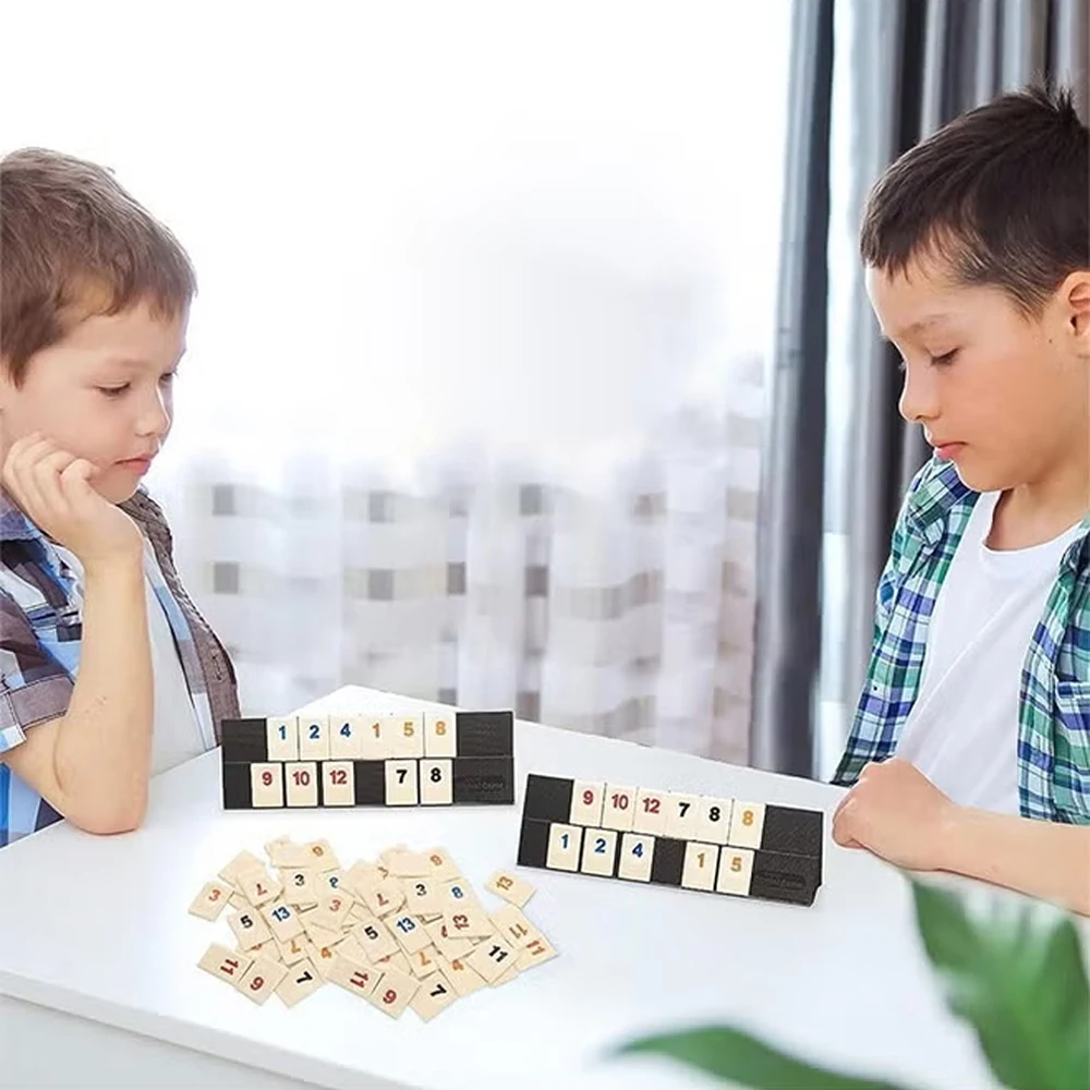 لعبة Rummy Cube مع 4 رفوف، مجموعة ألعاب Rummy Cube مع حقيبة محمولة، ألعاب لوحية كلاسيكية Amily ألعاب ألغاز تعليمية للمراهقين