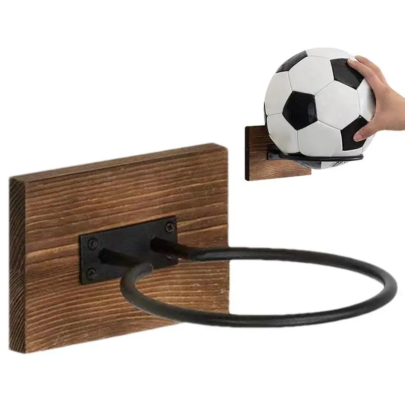 Soccer Ball Holder Wood Metal Football Wall Rack Ball Display Stand Wall Rack Storage Rack Ball Organizer Soccer Wall Mount