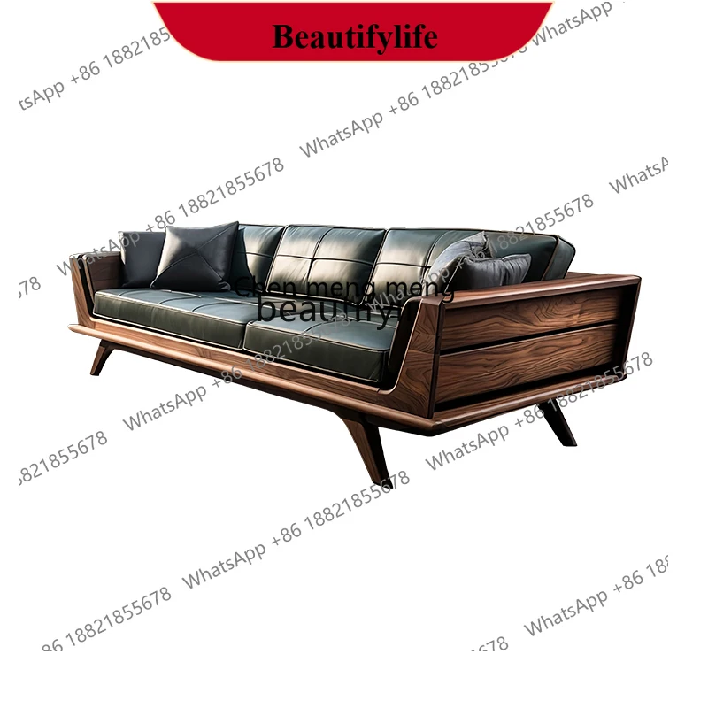 z183 North American black walnut new Chinese solid wood sofa bed living room Arhat bed chaise longue light luxury