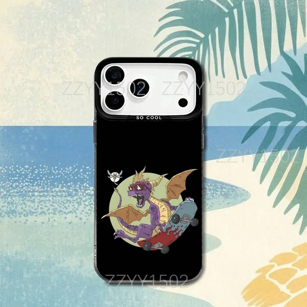 حافظة هاتف Game S-SpyroS the Dragon لهاتف iPhone 17,16,15,14,13,12,X,8,Pro,Max,Plus,SE4,Air, Mini HD Black IMD Matte #5