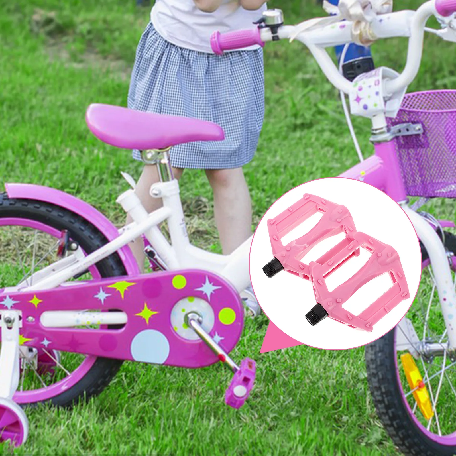 

Children Bike Pedals Replacement Cycling Accessories Durable Plastic Iron Kids Bicycle Pedal Antislip Grooves Stable Support