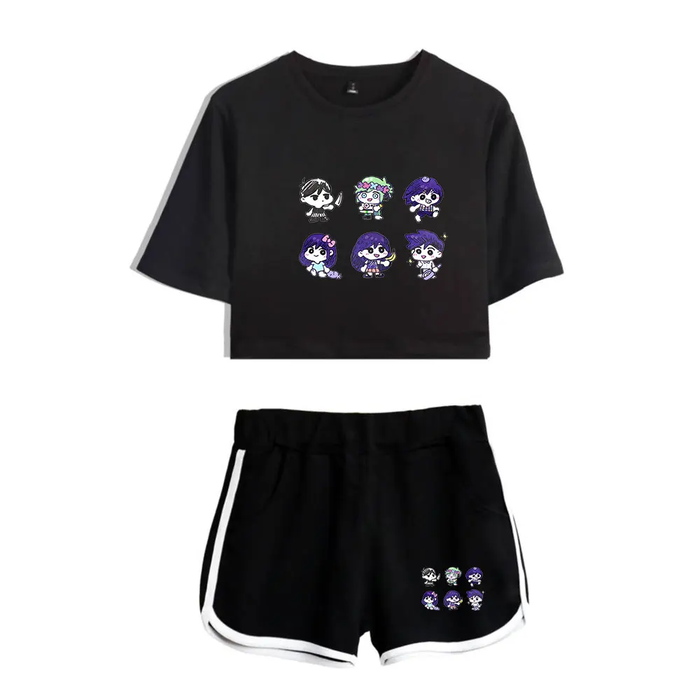 Hot Game Omori Vintage 90s logo Merch Tops Two Piece Set Streetwear Shorts+Lovely TShirt Harajuku Fashion