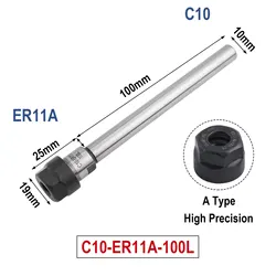 Collet Chucks C-8-10-12-16-20-25-mm ER-8-11-16-20-A Straight Shank Extension Mini Collet Chuck CNC Metalworking Power Tools