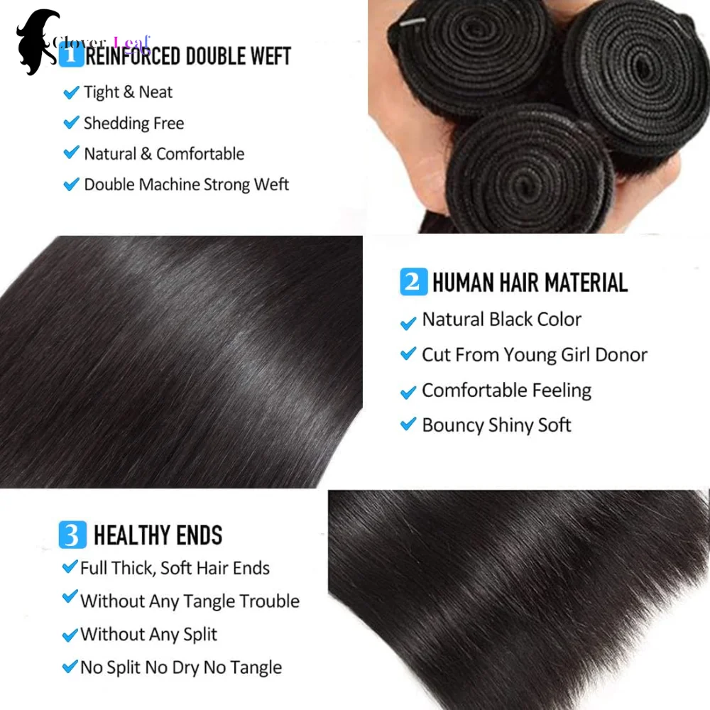 26 28 30 32 Inch Straight Bundles Human Hair 12A Unprocessed Quality Virgin Raw Hair Brazilian 1 3 4 PCS Straight Human Hair Bundles Extensions view 5