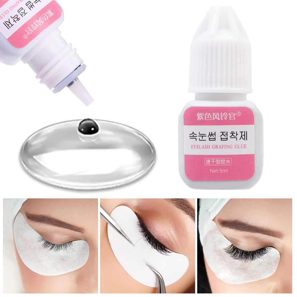 5ml wasserdichter Wimpern verlängerung kleber schnell trocknender, langlebiger, schwarzer Pfropf wimpern kleber ohne Reizung Make-up-Werkzeuge