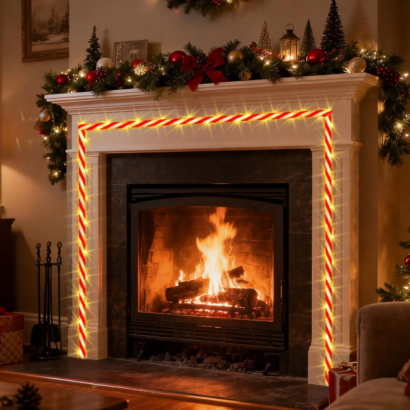 مقاوم للماء 33FT LED قصب الحلوى حبل ضوء في الهواء الطلق الأسلاك النحاسية الحلوى نمط سلسلة ضوء 8 طرق أضواء زينة حفلات عيد الميلاد