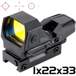 1x22x33 Red Dot Sight Scope Optical Compact Rifle Scopes Tactical 4 Reticle Reflex Rifle Pistol Airsoft Hunting Shooting Sights