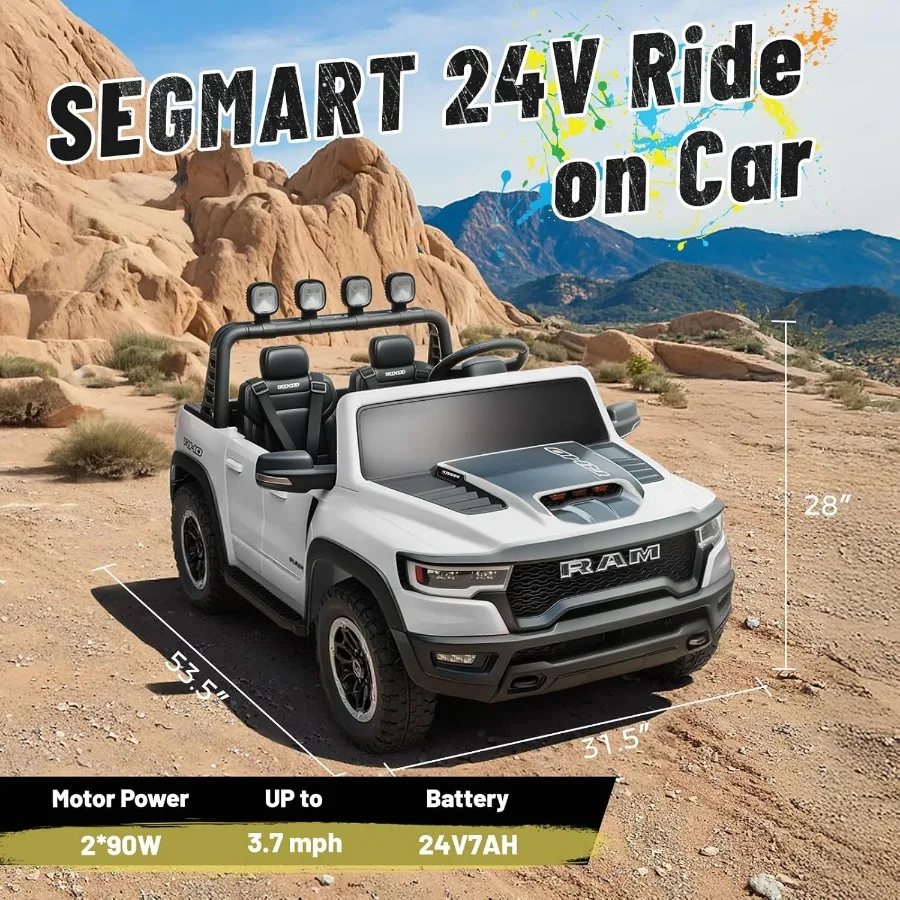 Elektrische auto voor gelicentieerde Ram 1500 RHO 24V rit op speelgoed voor grote batterij aangedreven met ouder afstandsbediening LED-licht / muziek / MP3