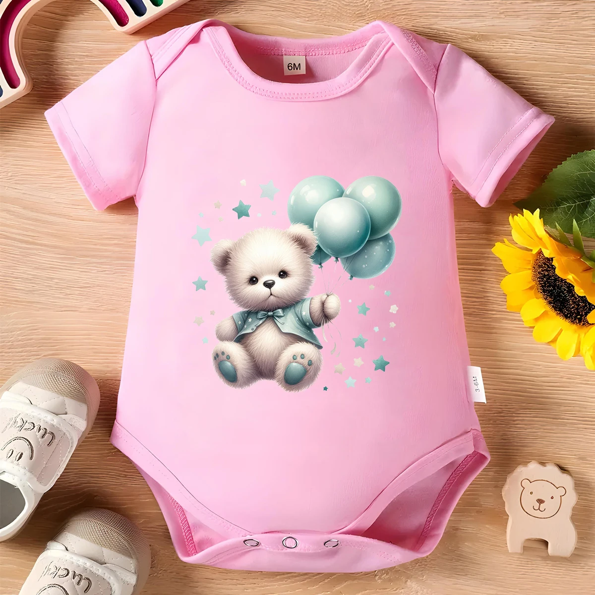 100% Cotton Baby Clothes Baby Onesie Bodysuit My Baby Bear Good Night Print for 0 To 12 Months Newborn Short Sleeves Romper