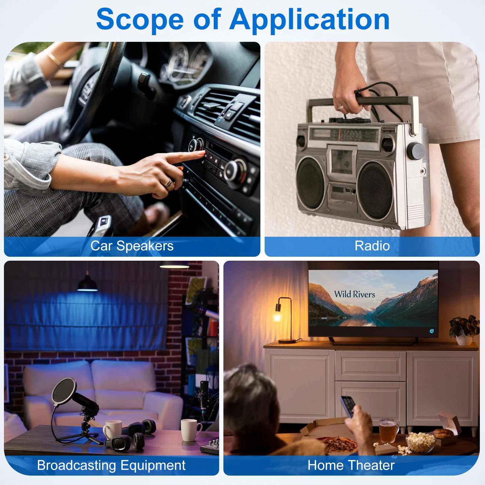 

4 Channel Rca Ground Loop Isolator Noise Filter Audio Line Remove Sound Interference Isolate Ground Loop 50W Blue