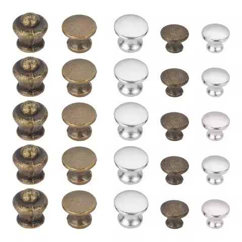 10pcs Knob w/screw Round Multi-ridged Ring Pull Metal Handle 10/12mm Bronze/Silver Bulge Button Kitchen Cabinet Wooden Box Chest