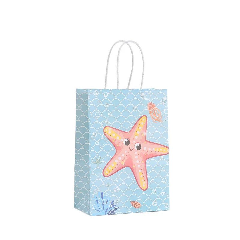 12/24pcs Ozean themen orientierte Geschenkt üte mit Griff Meerjungfrau Kind Geburtstag bevorzugen tragbare Verpackung Einkaufstasche Baby party Party liefert – Detail 4