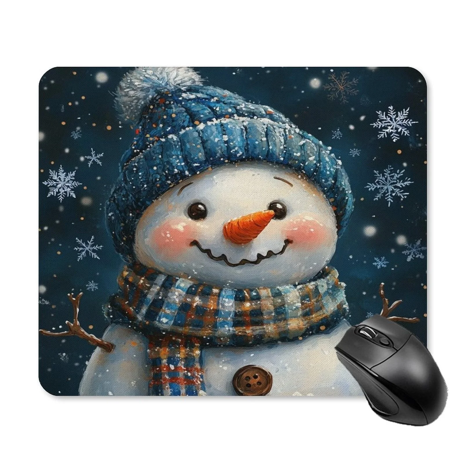 

Коврик для мыши Snowman Winter Night Design, высококачественная противоскользящая резина, моющийся небольшой размер, подходит для офисов и геймеров
