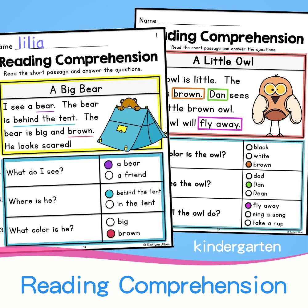 

2 Books Kindergarten Reading Comprehension Practice Workbook Learning Materials Homework Worksheets for Kid Preschool