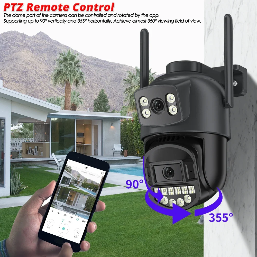 10MP Ultra HD Surveillance Camera Wifi Dual Lens 360 Outdoor Wireless IP Camera 5G Wifi CCTV PTZ Smart Home Security Protection