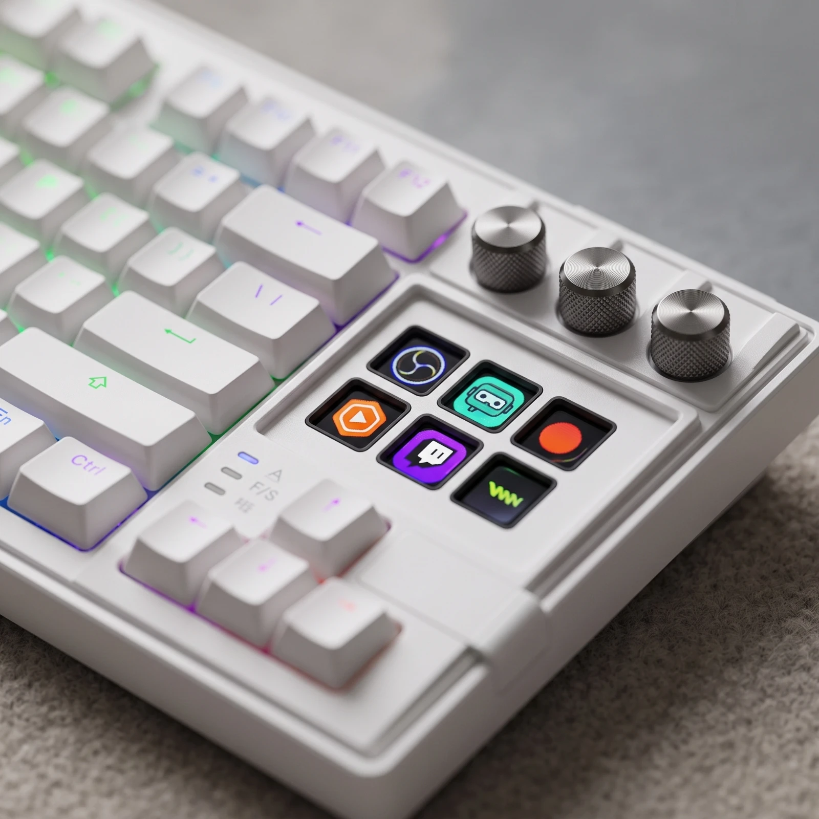 Keyboard with Rotary Knobs Customizable Keyboard with LCD Keys Programmable Mechanical for Streamers, Live Broadcasting
