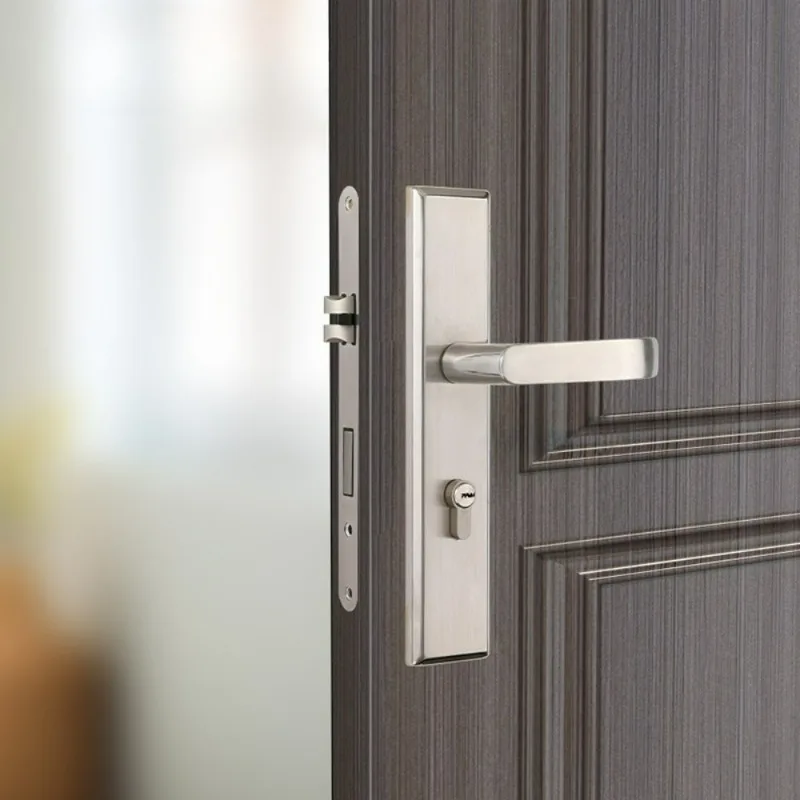 

Minimally Designed Stainless Steel Panel Integrated Lock Set for Household Doors and Entry Doors with Handle Locks