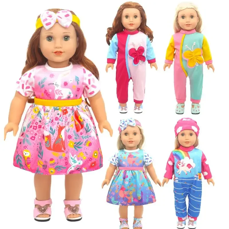 18" Girl Doll Outfit Coat Pink Dress Baby Doll Clothes Baby Girl Gifts