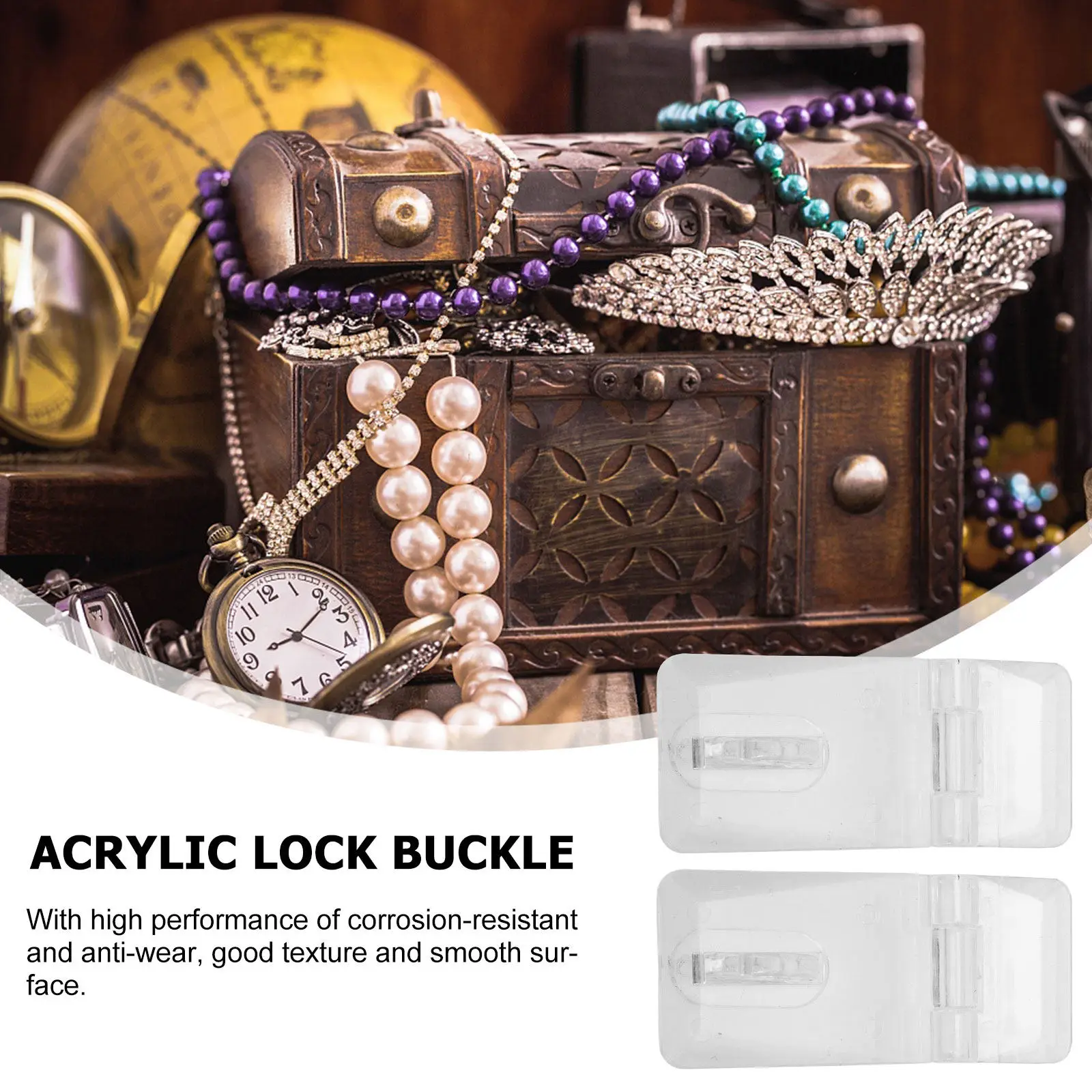 20Sets Acrylic Lock Buckle Latch Clear Transparent Hinge Hasp Easy Screw Installation for Luggage Repair Miniature Cases