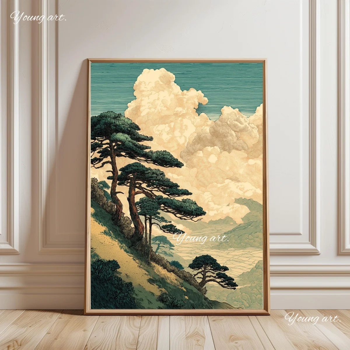 Japanese Anime Ukiyo-e Forest Canvas Prints Poster Vintage Japandi Pine Tree Botanical Nature Art Prints Wall Art Home Decor
