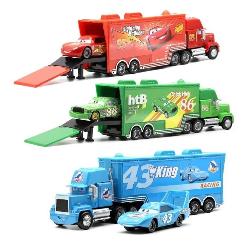 2026 Neues Disney Pixar Cars And Truck Set Lightning Mcqueen Uncle Mack Model Trucks Rennwagen Neujahr Geburtstagsgeschenk für Kinder