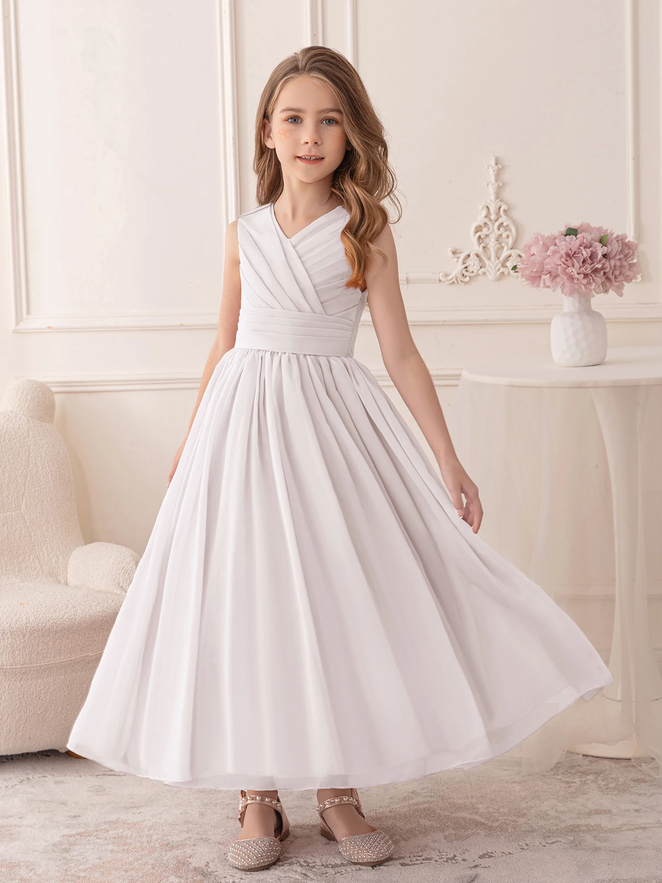 Elegant Girl Party Dress Long White Chiffon Dress Wedding Birthday Party  Evening Gown Bridesmaid Dresses - AliExpress 1501