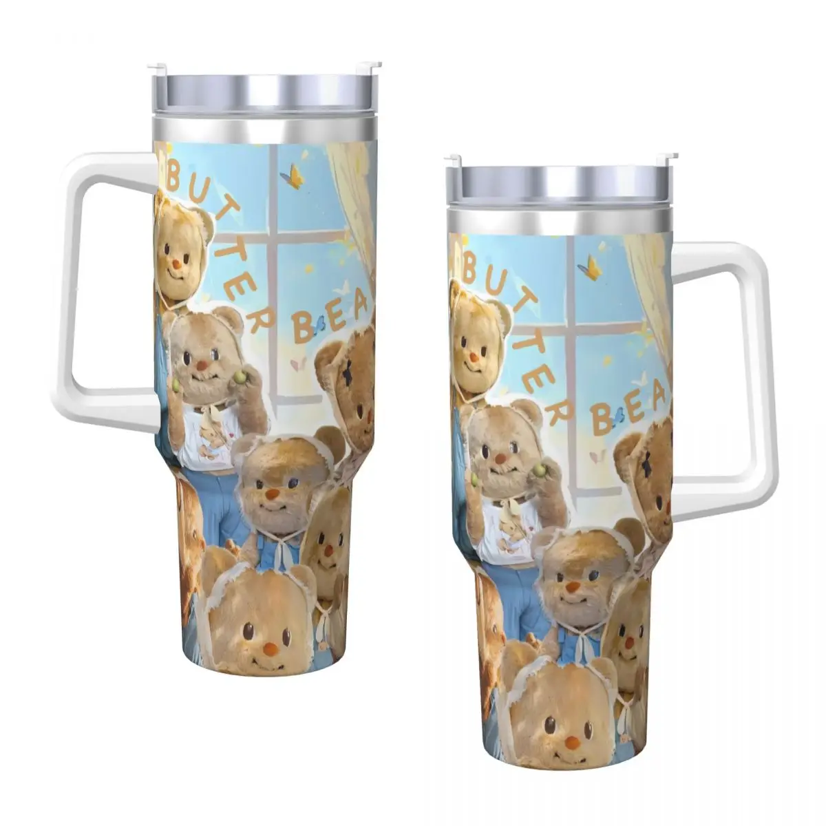 ButterBear Collages Tumbler Cold Drink Water Bottle Portable Stainless Steel Thermal Mug Custom Beach Car Mugs