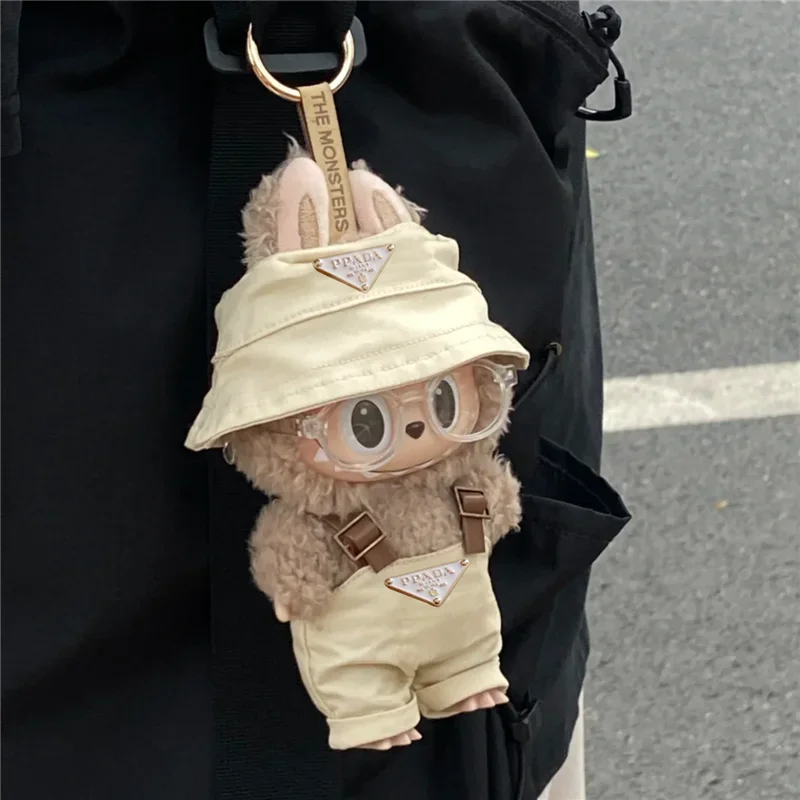 ชุดเสื้อผ้าตุ๊กตา Labubu Mini ขนาด 17 ซม. หมวกชาวประมง ชุดเอี๊ยม แว่นตาสไตล์เรโทร ชุดปาร์ตี้ ตุ๊กตาแบบนั่ง รุ่น I II อุปกรณ์ตกแต่งบ้านตุ๊กตา