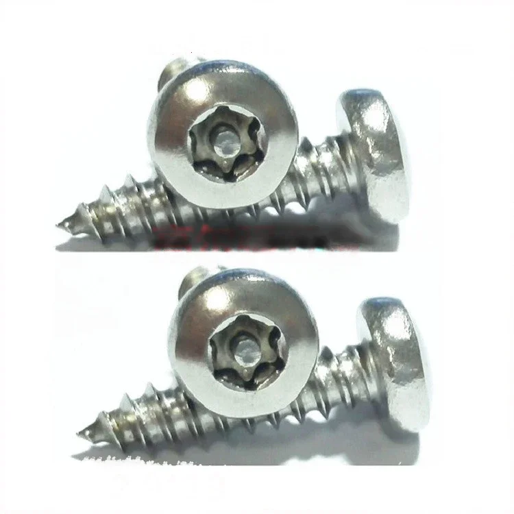 

M4.8x13mm-60mm stainless steel round head hexgonal pan six stars plum anti-theft self-tapping screws