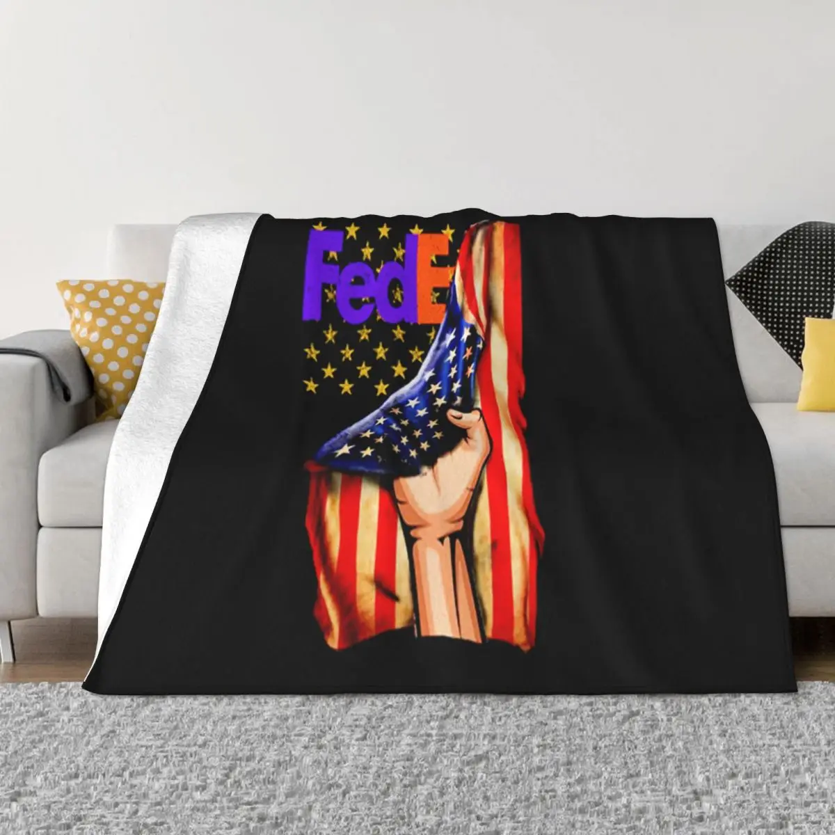 Fedex Logo American Flag Teenage Vacation Male Fresh Design Party Creative Fresh Design Harajuku Newest Throw Blanket